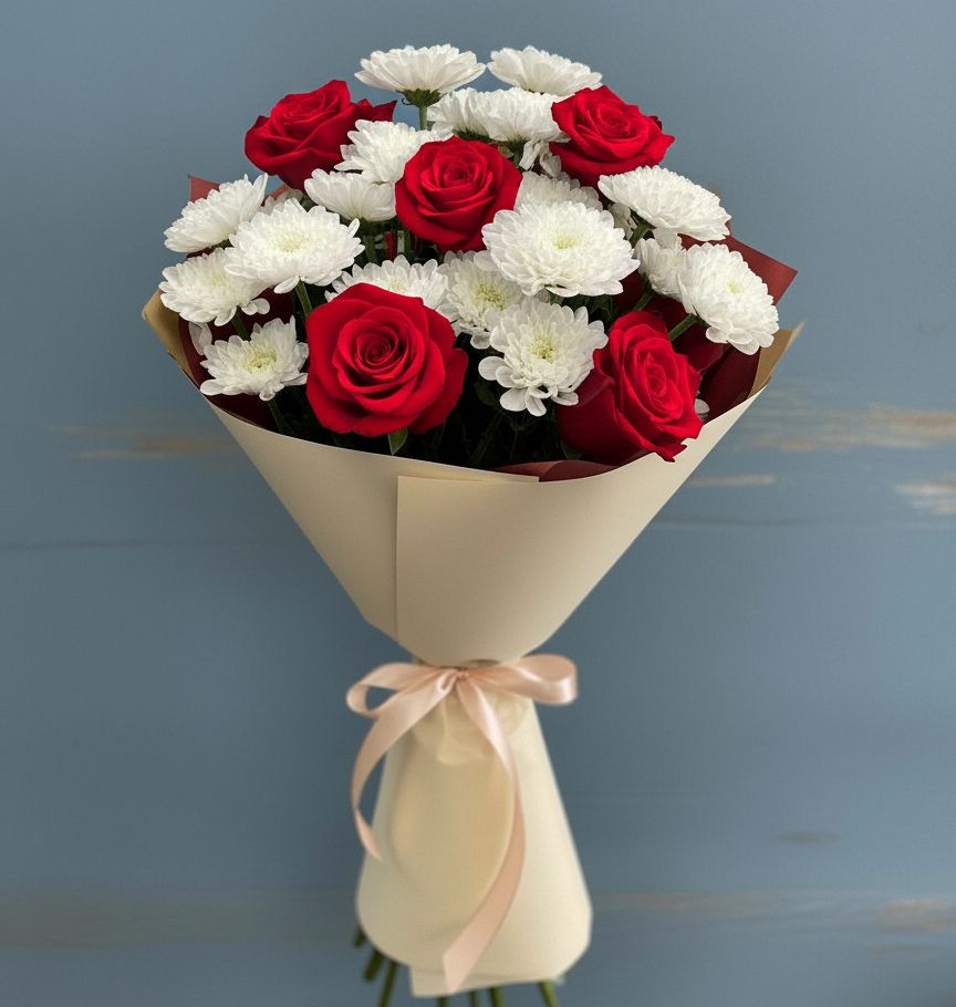 Букет цветов из: Розы и Хризантемы в Манычском