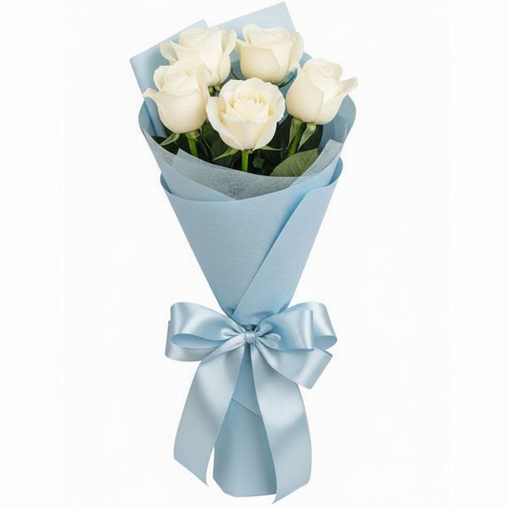 Букет 5 Белых роз Проуд в Манычском