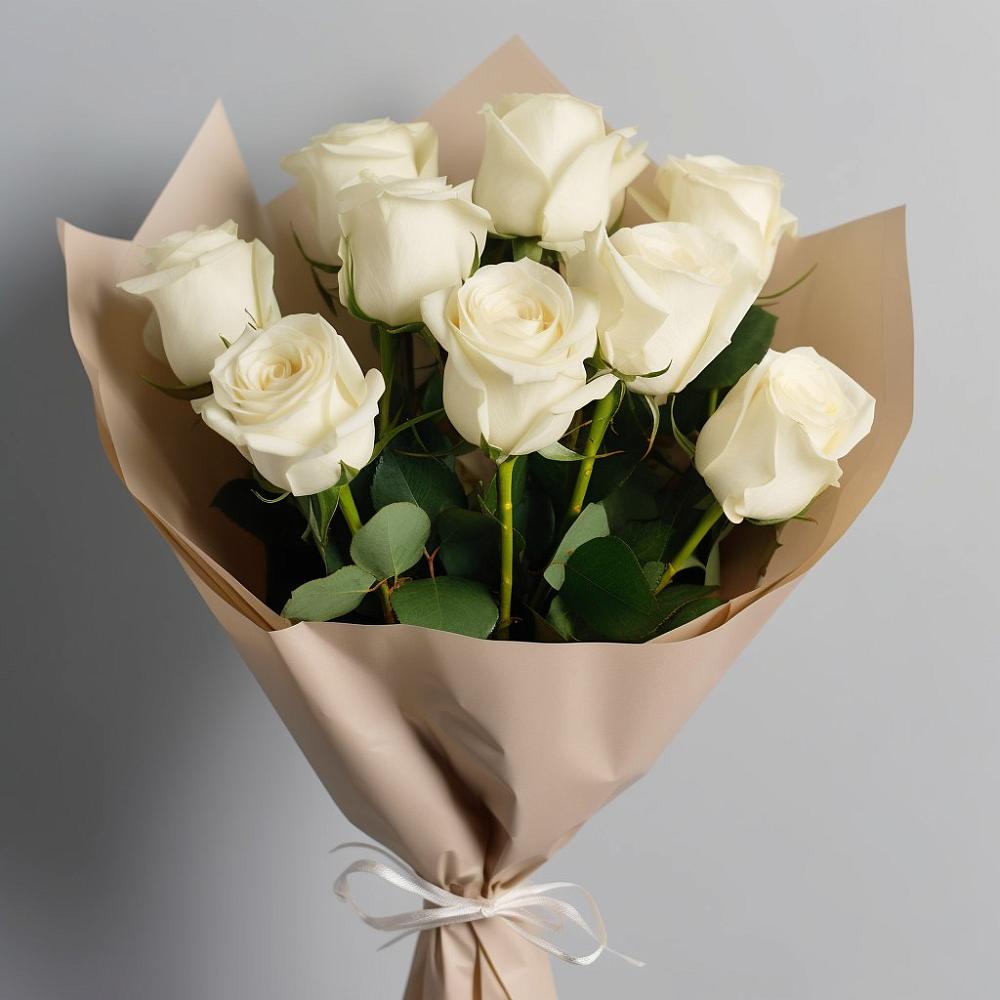 Букет 9 Белых роз Эдлесс Лав в Манычском