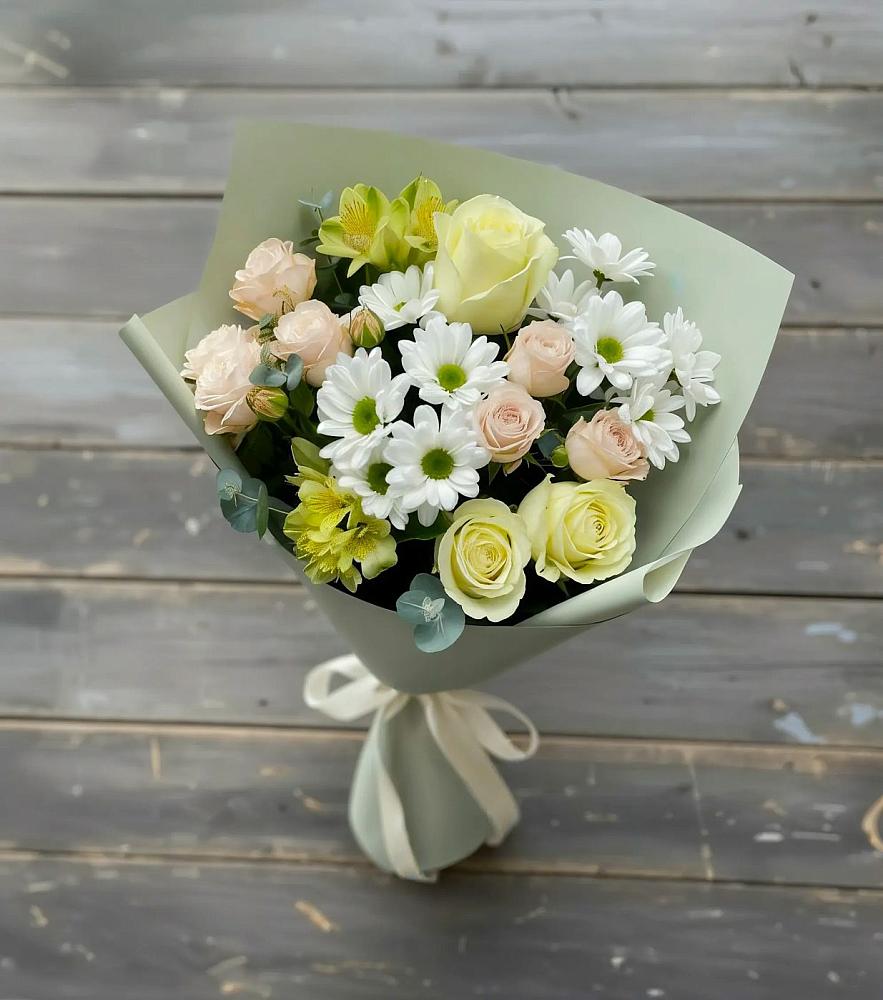 Букет цветов из: Альстромерии, Розы и Хризантемы в Манычском