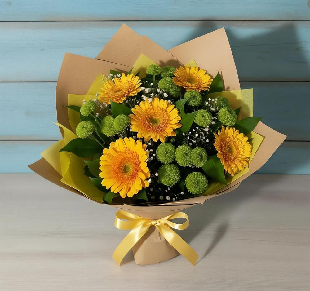 Букет цветов из: Герберы и Хризантемы в Манычском