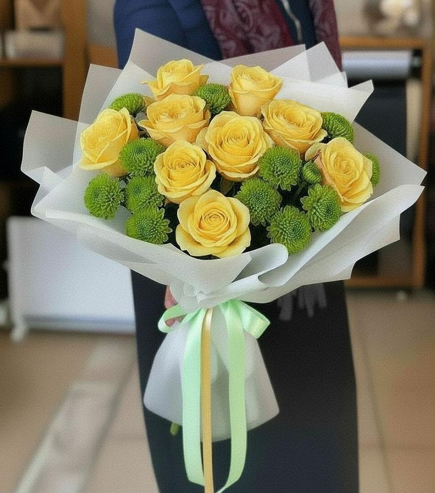 Букет цветов из: Хризантемы и Розы в Манычском