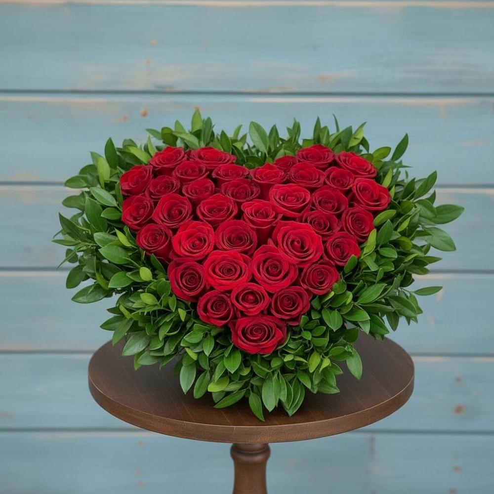 Цветочная композиция из Розы в виде сердца в Манычском