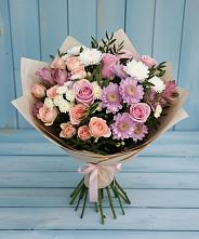 Букет цветов из:  Хризантемы, Розы и Альстромерии в Манычском