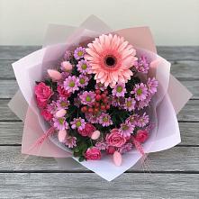 Букет цветов из:  Розы, Герберы и Хризантемы в Манычском