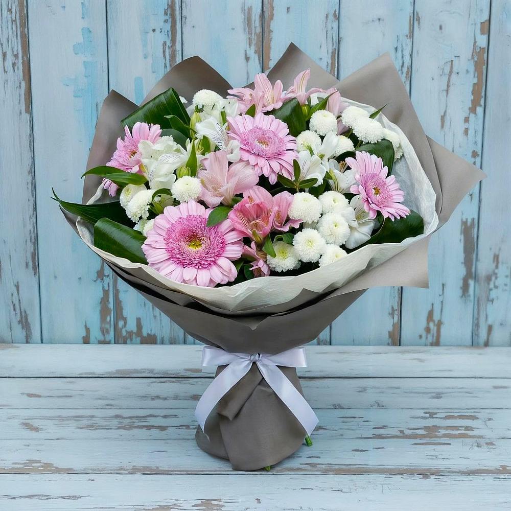 Букет цветов из: Герберы, Альстромерии и Хризантемы в Манычском