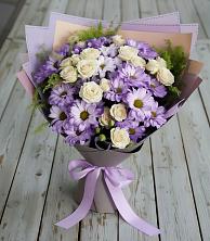 Букет цветов из:  Хризантемы и Розы в Манычском