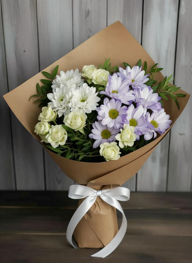 Букет цветов из: Хризантемы и Розы в Манычском