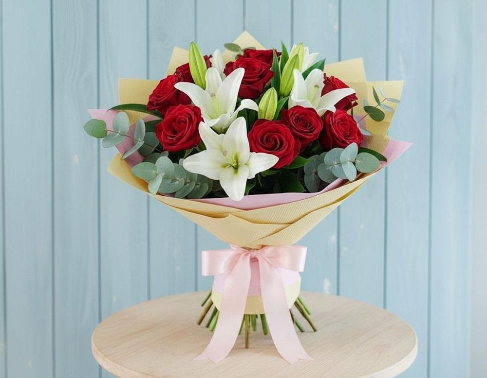 Букет цветов из: Лилии и Розы в Манычском